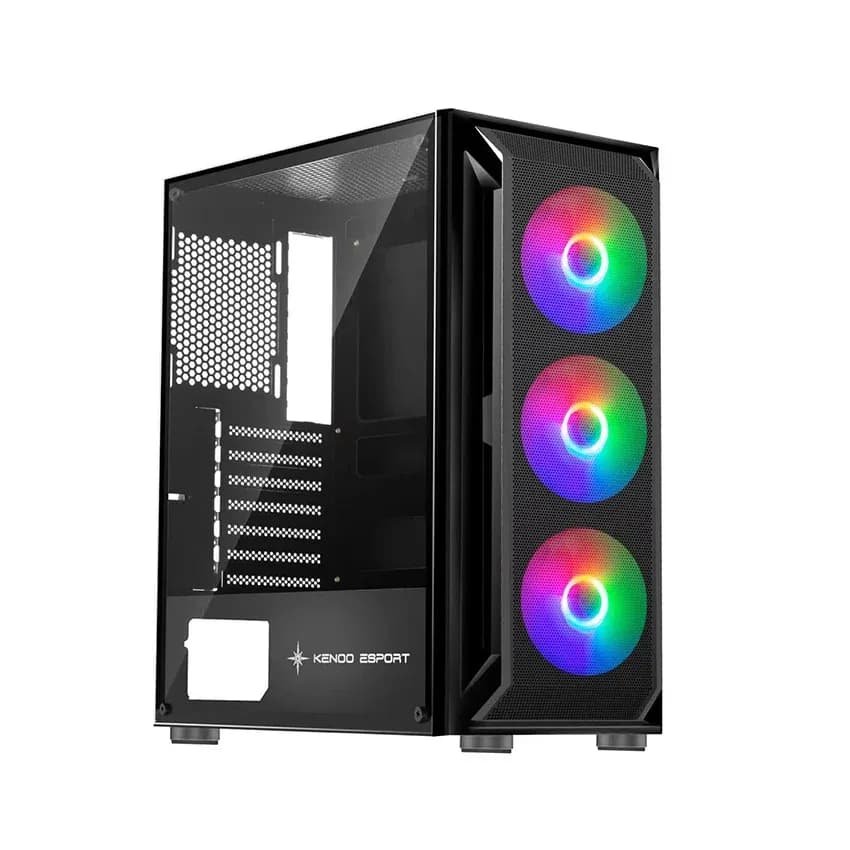 Vỏ case KENOO ESPORT AF302-3F Black (Mid Tower / Màu Đen )