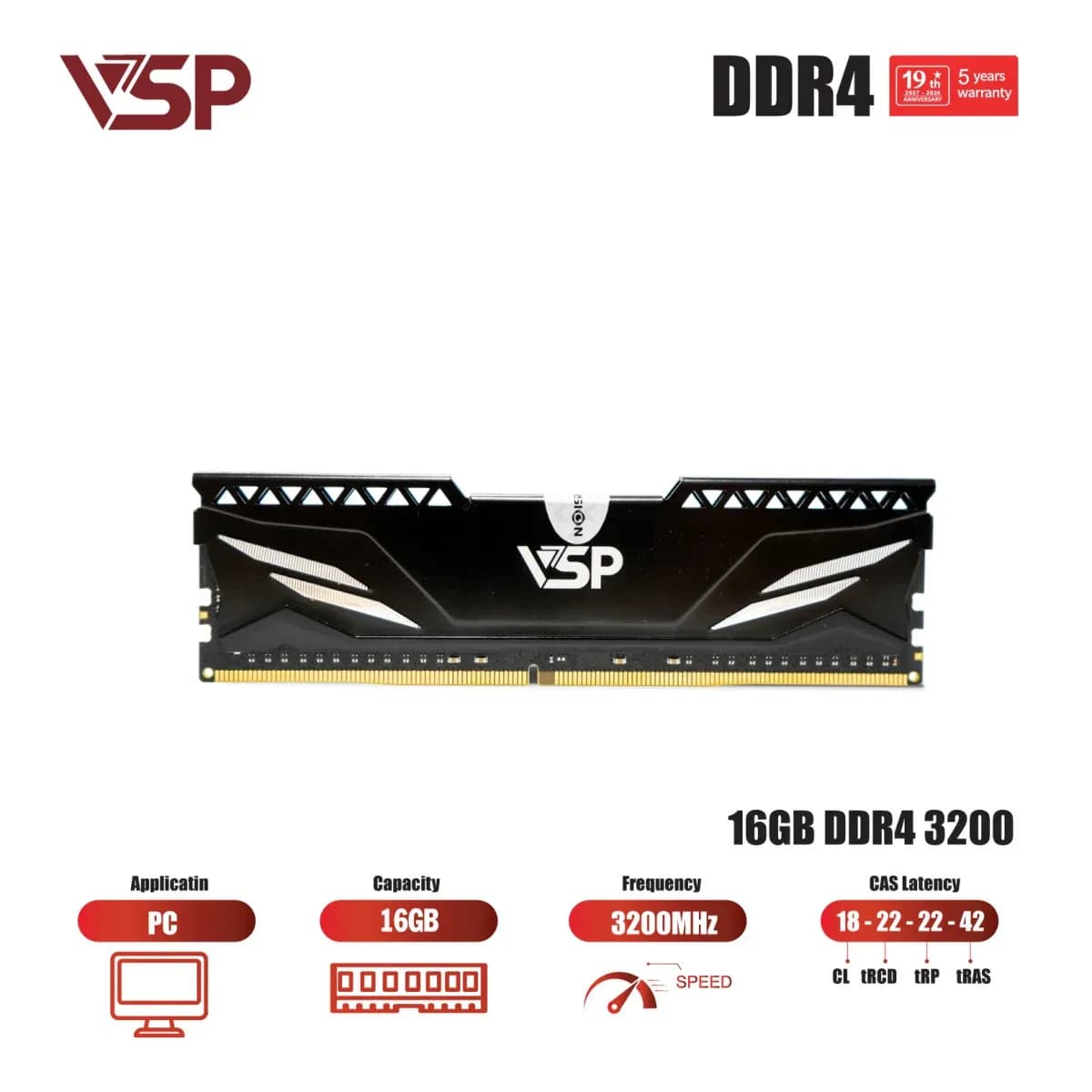 Ram Desktop VSP (DDR4-16GDDR0143/0167/0172/0173) 16GB (1x16GB) DDR4 3200MHz
